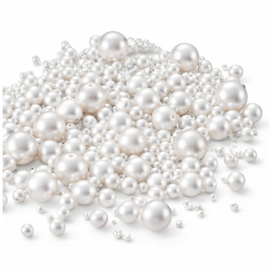 Acrylic Beige and Ivory Pearl Beads for Jewelry Making Crafts Vase Filler Decor Loose Decoration