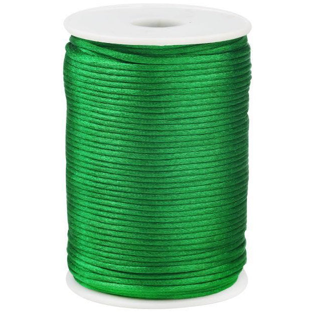 2mm Black Nylon Satin Cord 87.5 Yards for Bracelet, Necklace, Macrame, Beading, and Knot Crafts