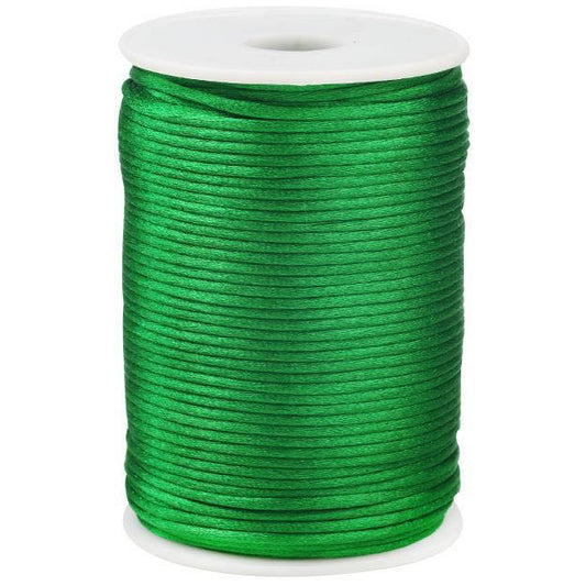 2mm Black Nylon Satin Cord 87.5 Yards for Bracelet, Necklace, Macrame, Beading, and Knot Crafts