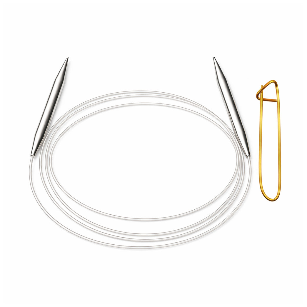 Stainless Steel Circular Knitting Needles with Stitch Holder for Hats Sleeves Scarves Baby Sweaters and Small Projects