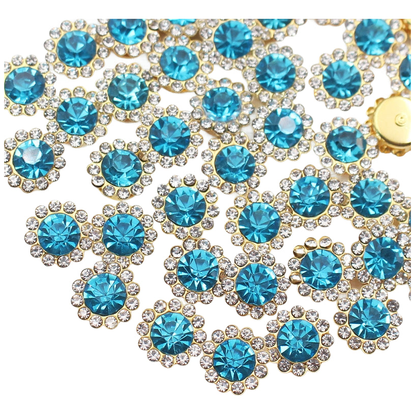 12mm Sew On Crystal Rhinestones with Metal Claw Base for Clothes, Shoes, and Crafts, Pack of 100