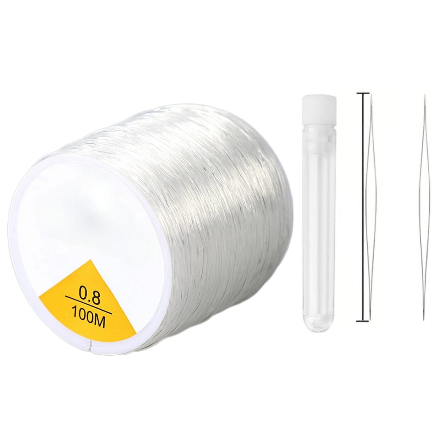 0.5mm Clear Elastic Stretch Cord 100M with Beading Needles for Bracelets and Jewelry Making