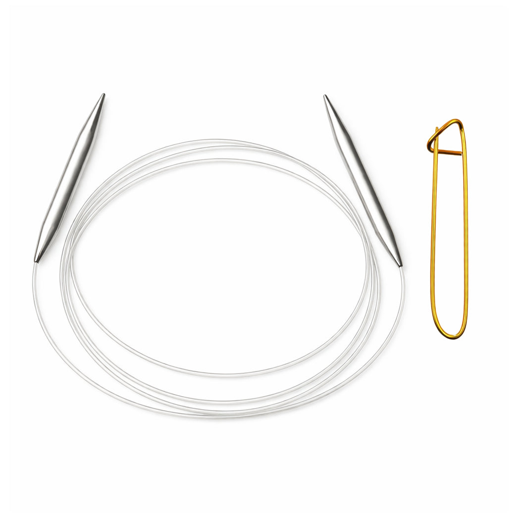 Stainless Steel Circular Knitting Needles with Stitch Holder for Hats Sleeves Scarves Baby Sweaters and Small Projects