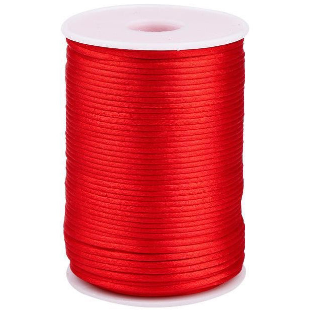 2mm Black Nylon Satin Cord 87.5 Yards for Bracelet, Necklace, Macrame, Beading, and Knot Crafts