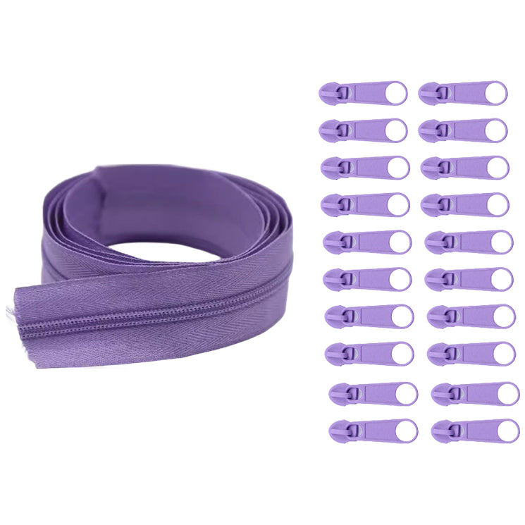 Nylon Coil Zipper 10 Yards with 20 Sliders for DIY Sewing Bags Garments and Crafts