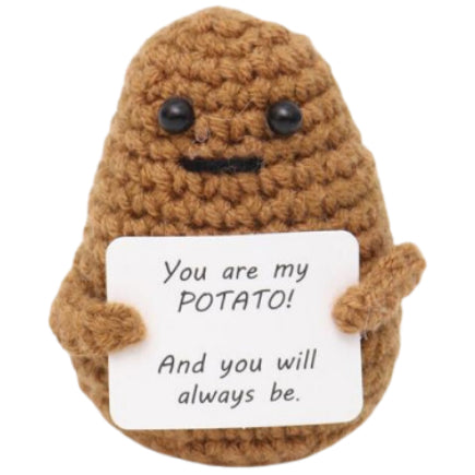 Potato Without Expression With You Card Handmade Crochet Doll - Lovely Gift with Different Cards for Emotional Support & Positivity