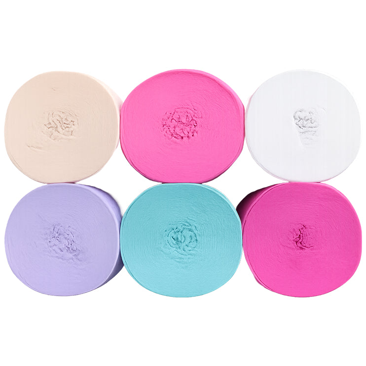 Crepe Paper Streamers 82ft Each Roll for Birthday, Wedding, and Party Decorations 1.77 Inch, Pack of 6