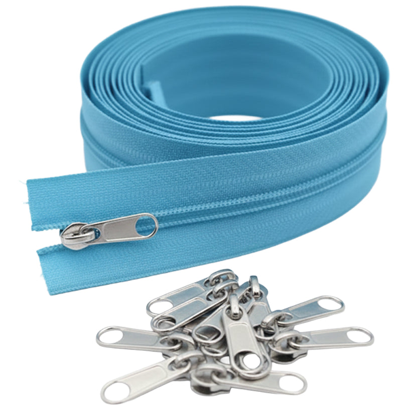 10 Yard Nylon Coil Zipper Roll with 25 Sliders Bulk Sewing Zippers for Bags Clothing Cushions and DIY Crafts