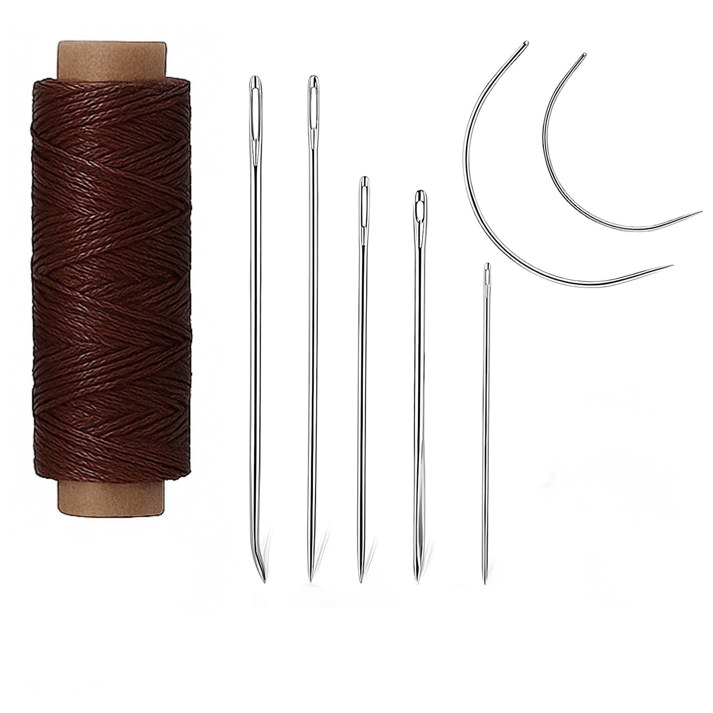 Waxed Thread Upholstery Needle Set with 7 Hand Sewing Needles for Leather Repair