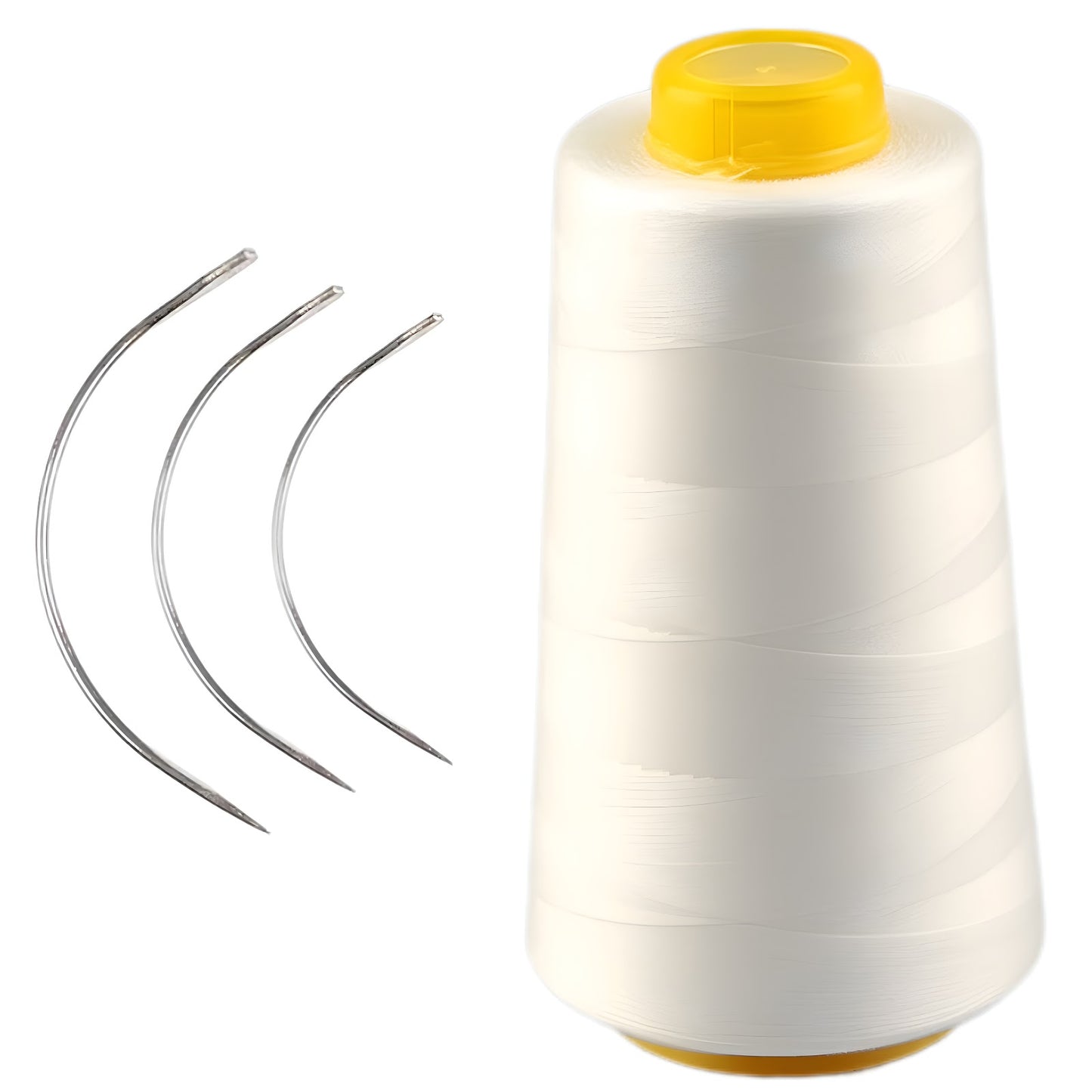 Thick Polyester Thread for Wig Making and Hair Extension Sewing with 3 Curved Needles