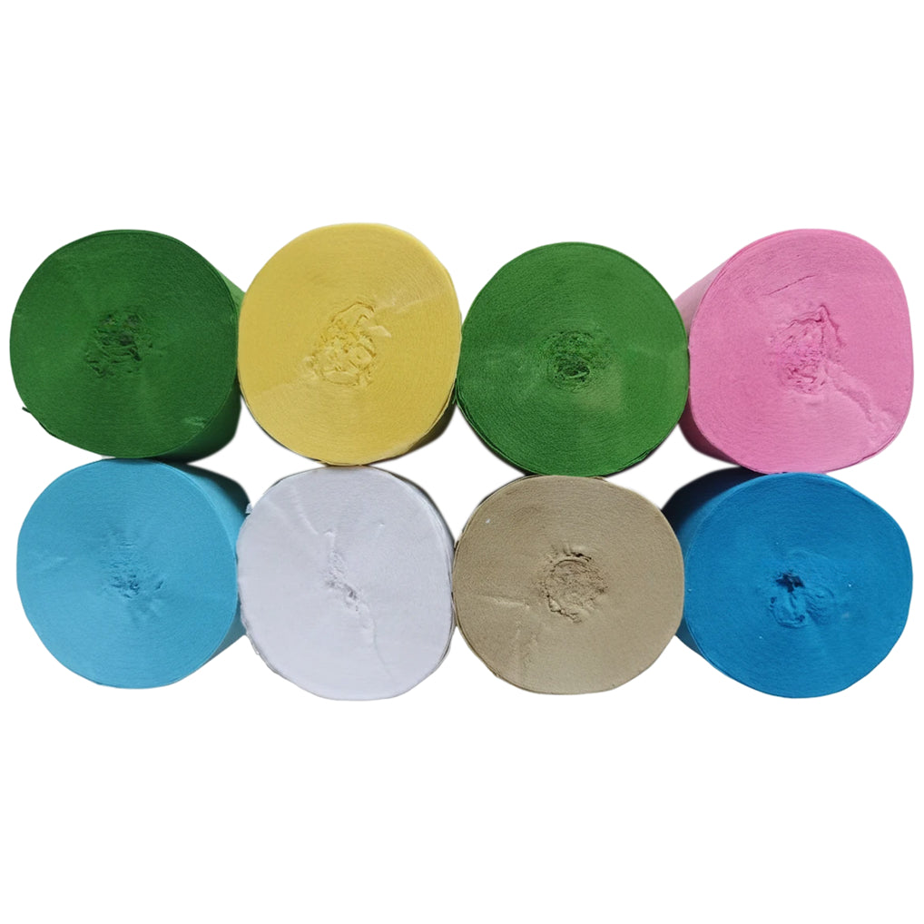 Crepe Paper Streamers 82ft Each Roll for Birthday, Wedding, and Party Decorations 1.77 Inch, Pack of 8