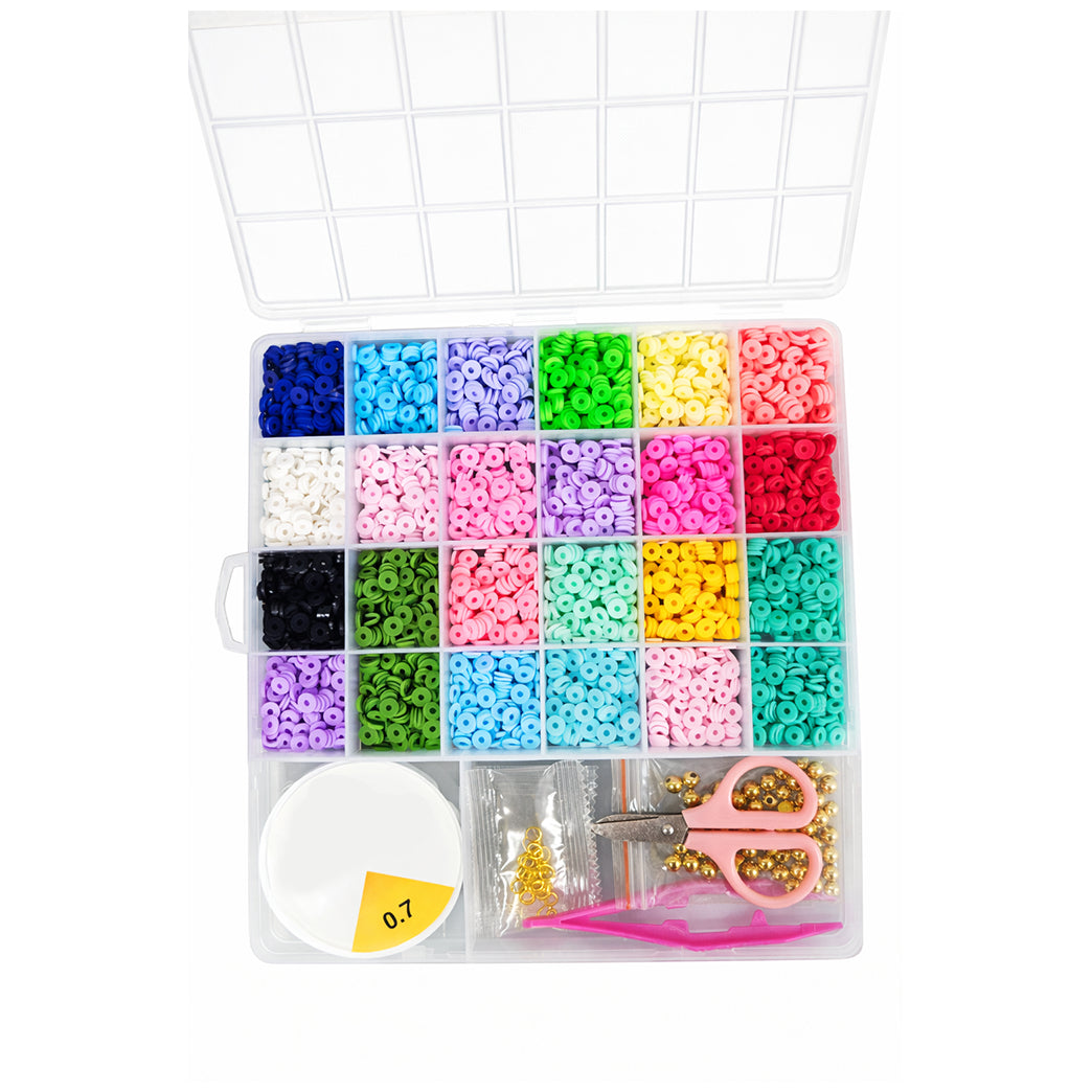 Clay Beads Bracelet Making Kit Flat Polymer Heishi Beads with Charms for Girls Friendship Jewelry