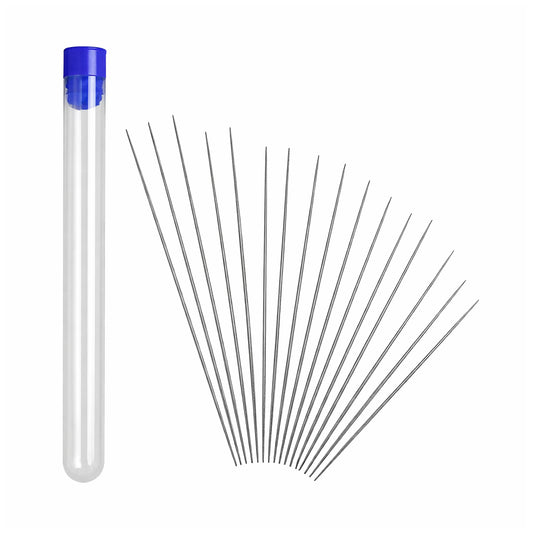 Collapsible Big Eye Beading Needles Set with Storage Bottle for Seed Beads, Pack of 18