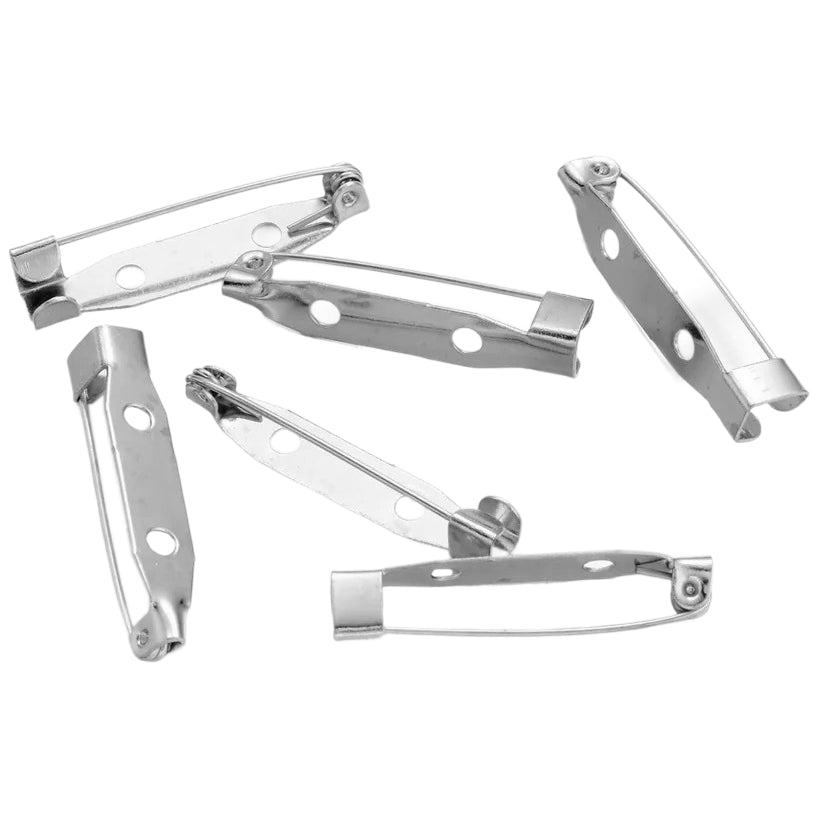 Silver Brooch Pin Back Bars Pinback Clasps for Badges Crafts Name Tags Jewelry DIY, Pack of 60