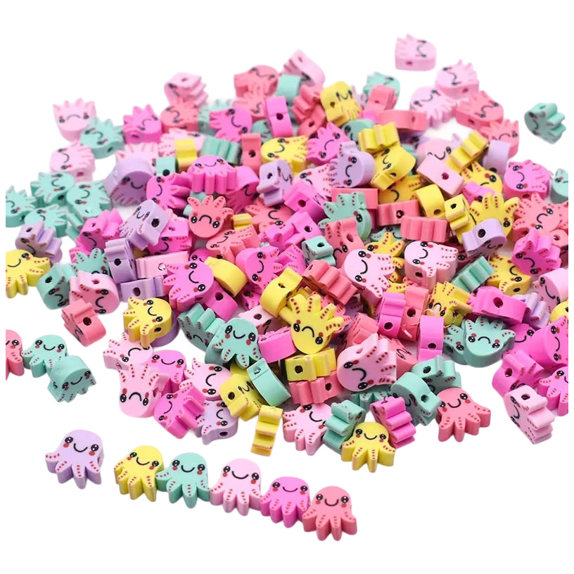 Mouse Head Polymer Clay Beads 10mm Mixed Spacer Beads for DIY Jewelry Making, Pack of 100