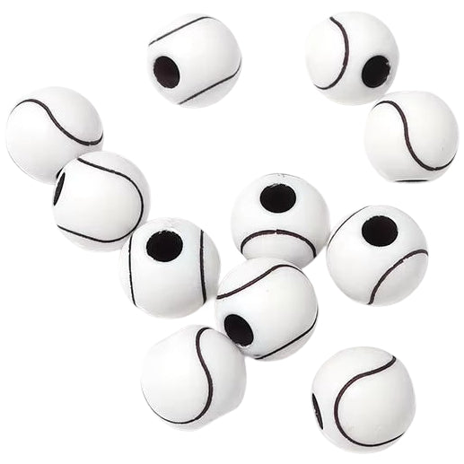 12mm Acrylic Baseball Beads for Sports Jewelry Making and Craft Decorations, Pack of 50