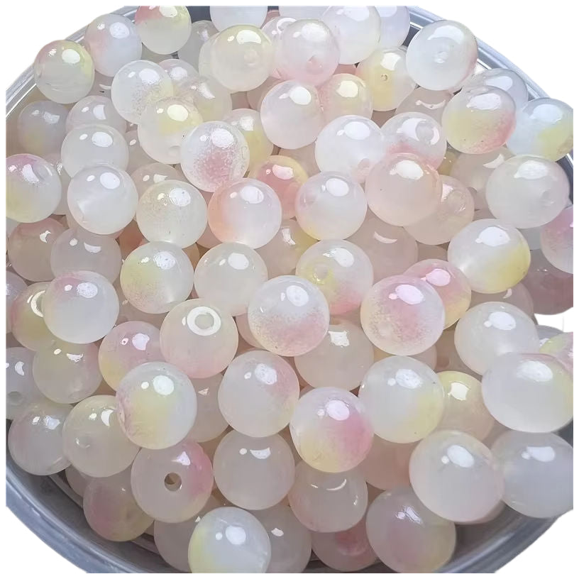 8mm Glass Beads for Bracelet Design and DIY Jewelry Craft Projects, Pack of 100
