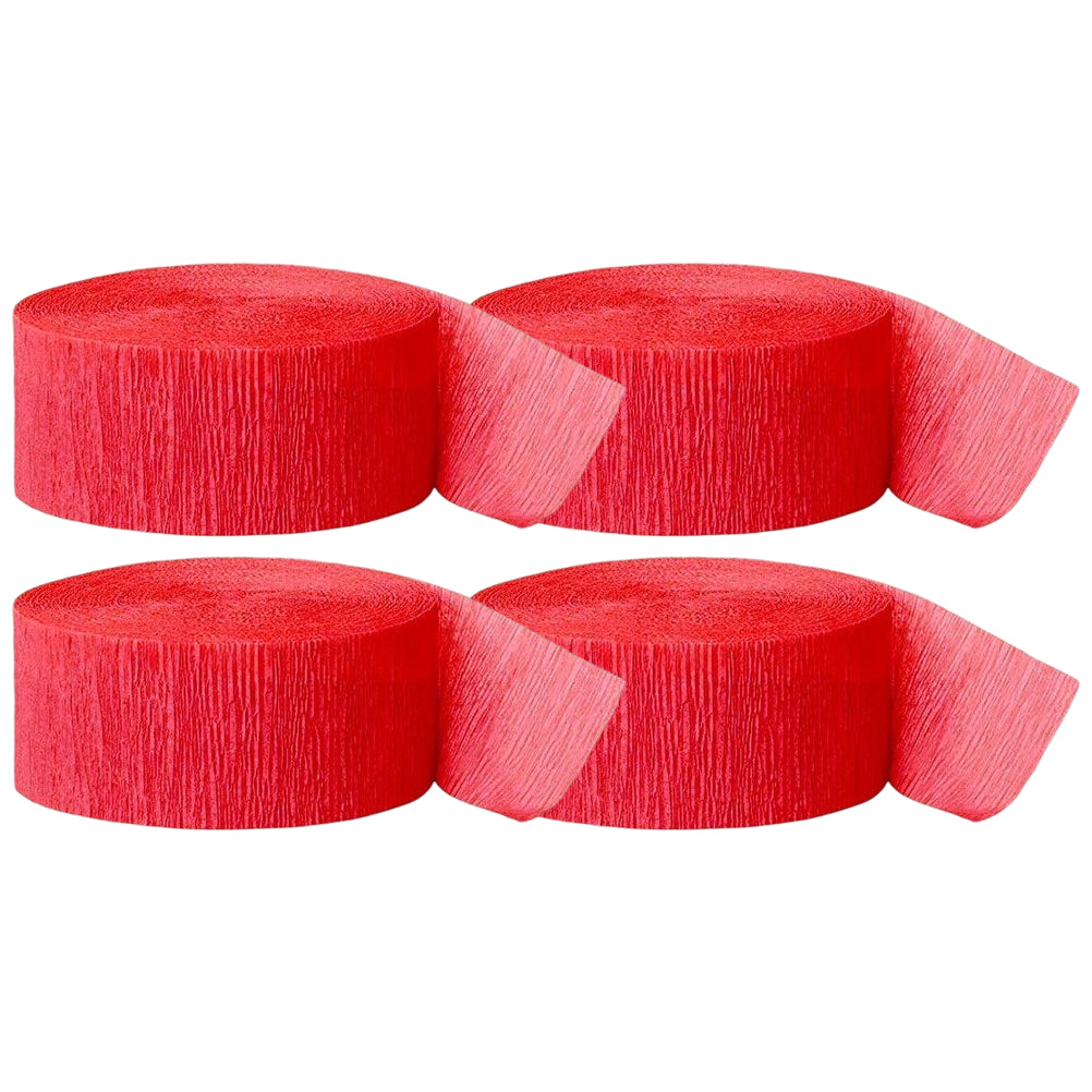 Crepe Paper Streamer Rolls for Birthday Parties, Baby Showers, Weddings, and Event Decorations, Pack of 4