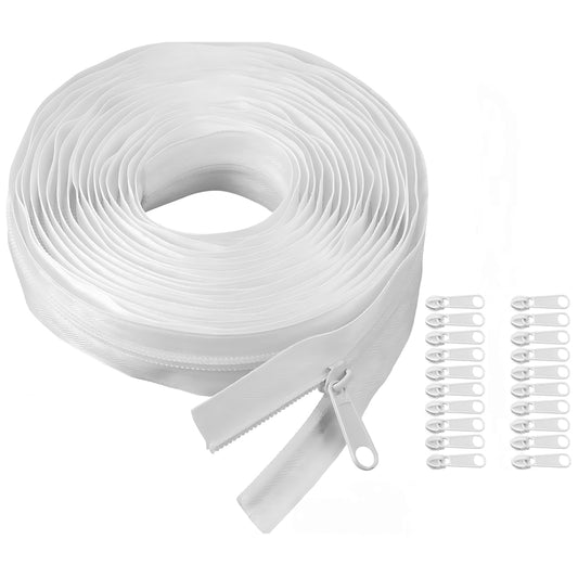Nylon Coil Zipper Bulk Set with Replacement Sliders for Sewing Bags, Garments, Pouches and DIY Craft Projects