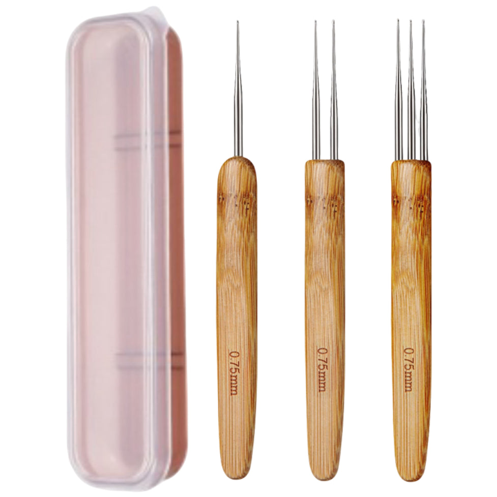 Dreadlock Crochet Hook Tool Set (1, 2, 3 Hooks) for Hair Weaving and Maintenance