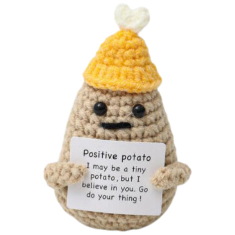 Potato With Yellow Hat Handmade Crochet Doll - Lovely Gift with Different Cards for Emotional Support & Positivity