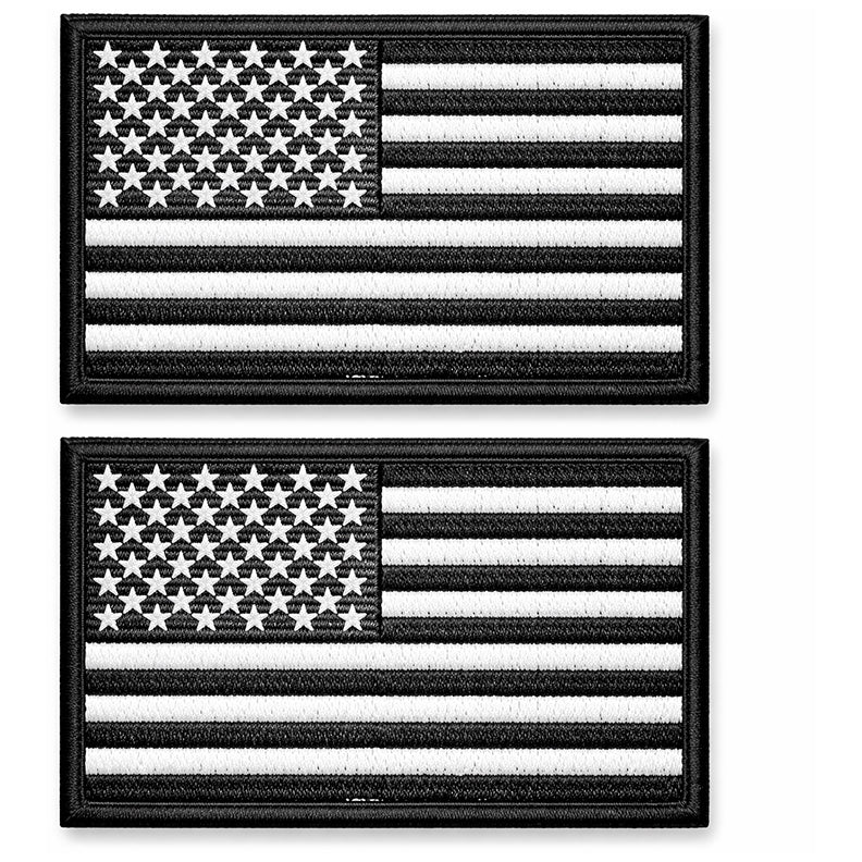 2 Pack Tactical USA Flag Patch 2x3 Inch Embroidered Regular and Reverse with Loop Backing