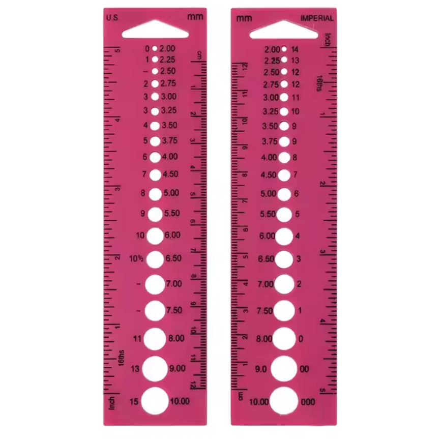 Plastic Sewing Ruler – Needle Measuring Tool with Caliper for US and Imperial Measurement