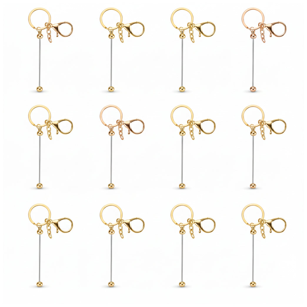 Beadable Keychain Bars Metal 14.8cm Blank Beaded Keychains for DIY Crafts Gifts and Jewelry Making