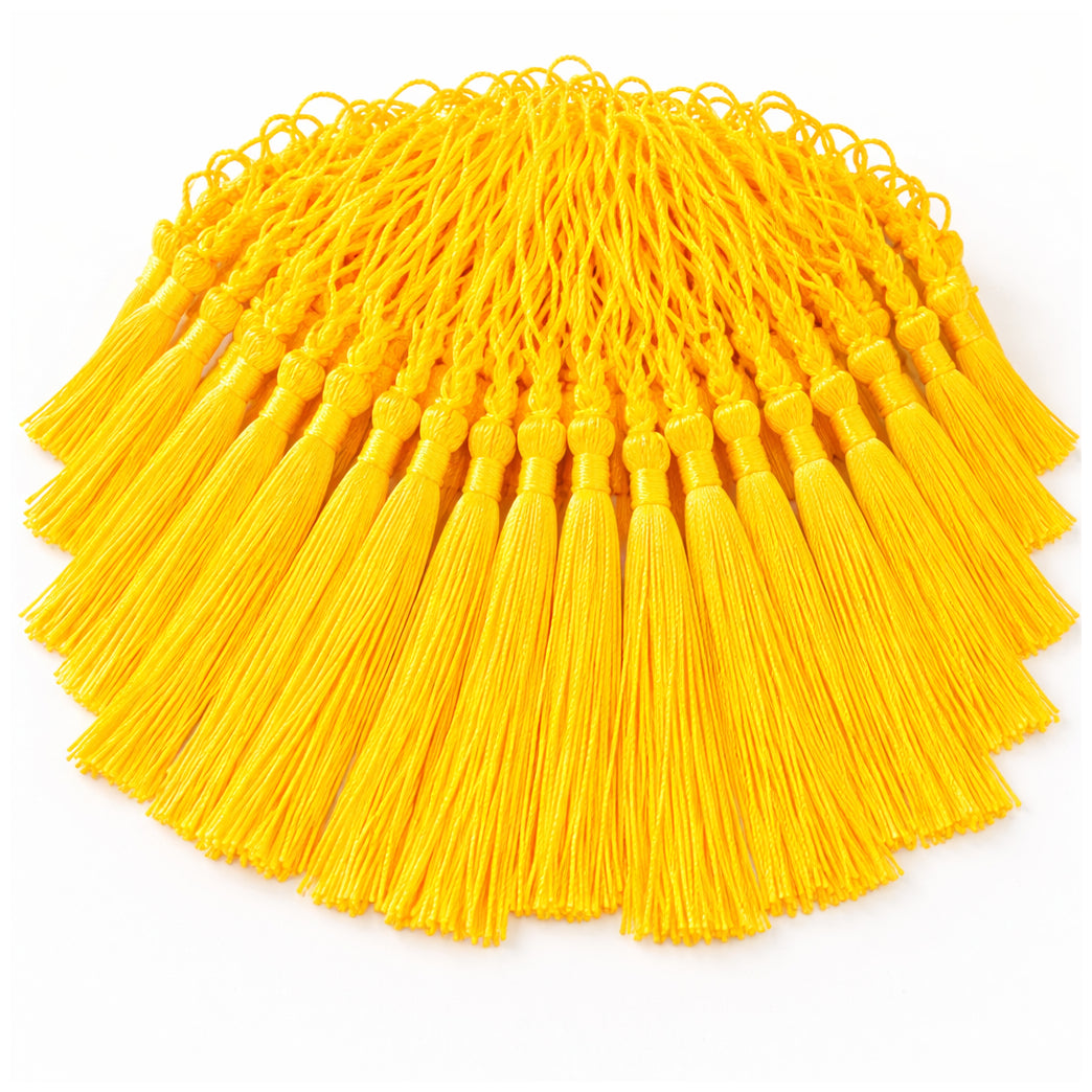 Mini Silky Tassels with Loops for Jewelry Making DIY Crafts Bookmarks Handmade Polyester 5 Inch, Pack of 100