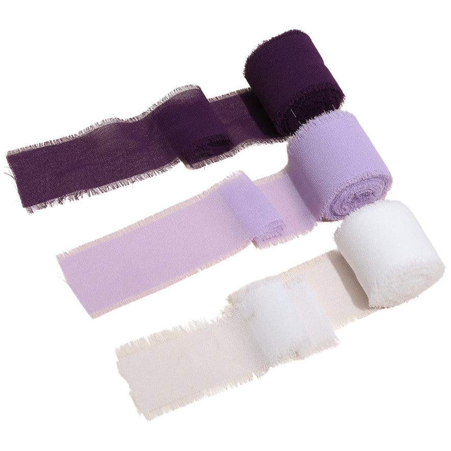 Handmade Chiffon Ribbon 4cm Wide 5m Each for Wedding and Gift Wrapping, Pack of 3