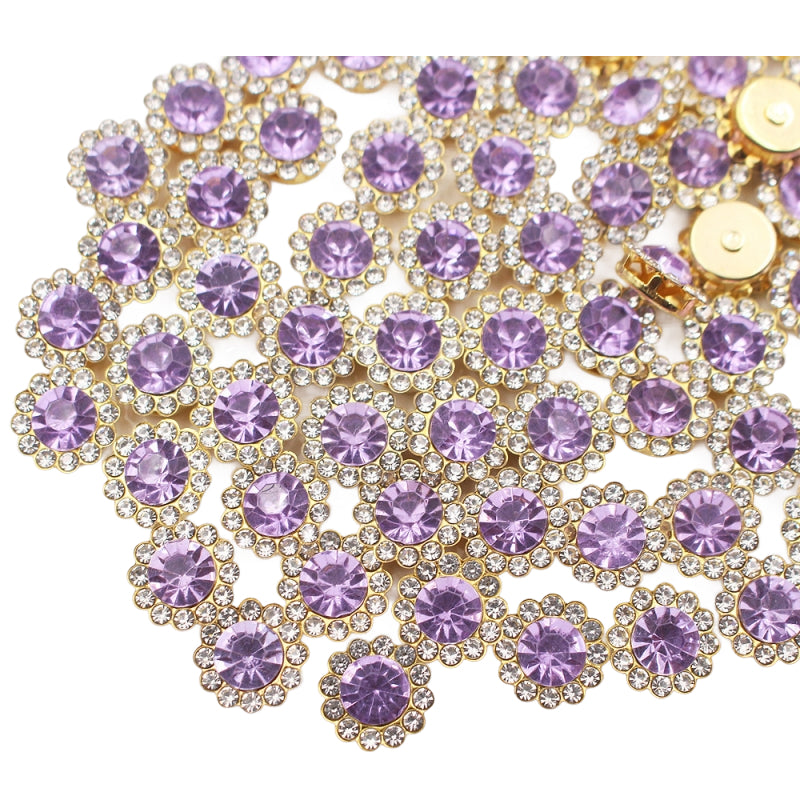 12mm Sew On Crystal Rhinestones with Metal Claw Base for Clothes, Shoes, and Crafts, Pack of 100