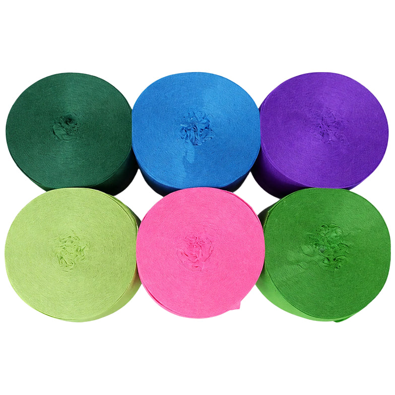 Crepe Paper Streamers 82ft Each Roll for Birthday, Wedding, and Party Decorations 1.77 Inch, Pack of 6