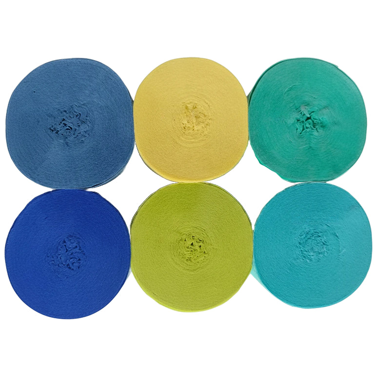 Crepe Paper Streamers 82ft Each Roll for Birthday, Wedding, and Party Decorations 1.77 Inch, Pack of 6