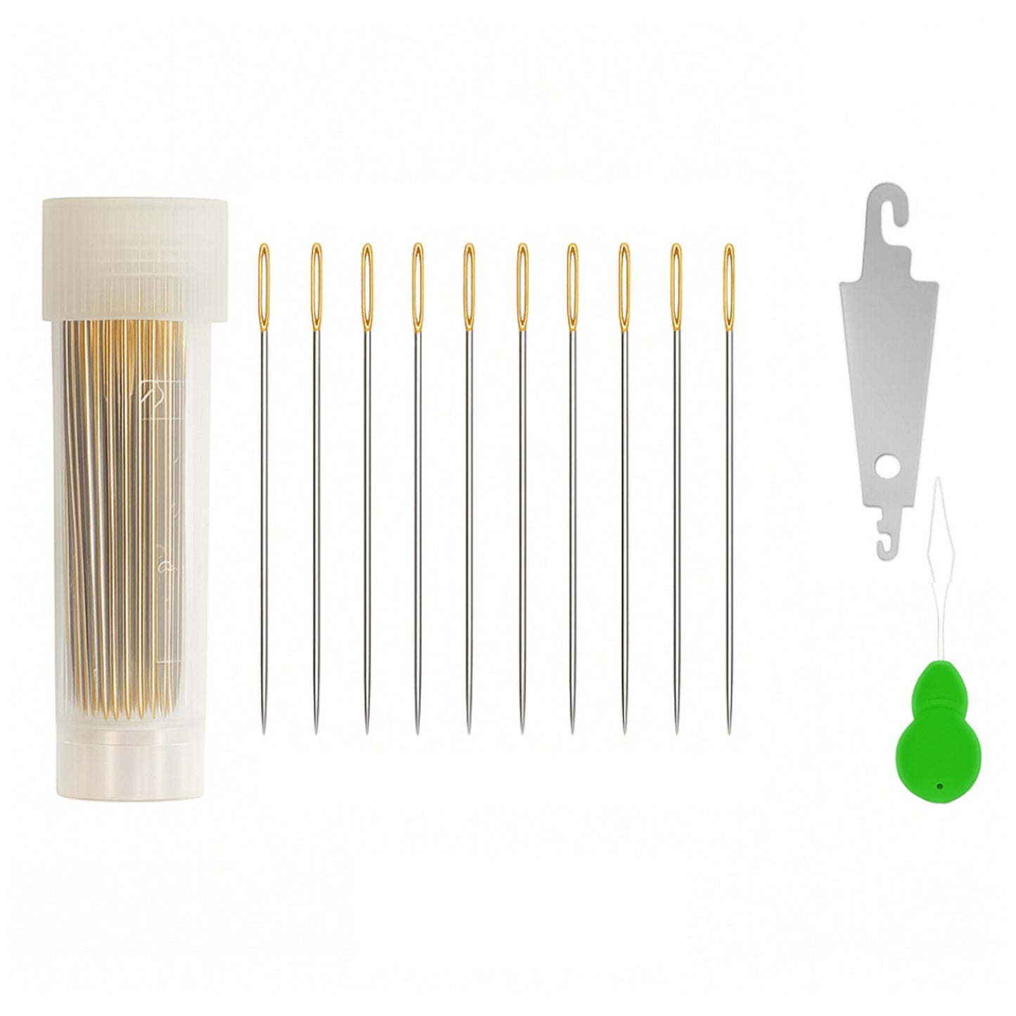 100 Pcs Gold Large Eye Cross Stitch Needles With 2 Needle Threaders Embroidery Sewing Needles Set
