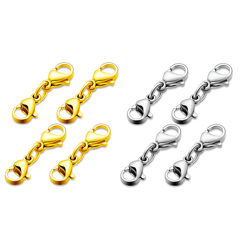 Stainless Steel Double Lobster Clasp Necklace Extenders for DIY Jewelry Making