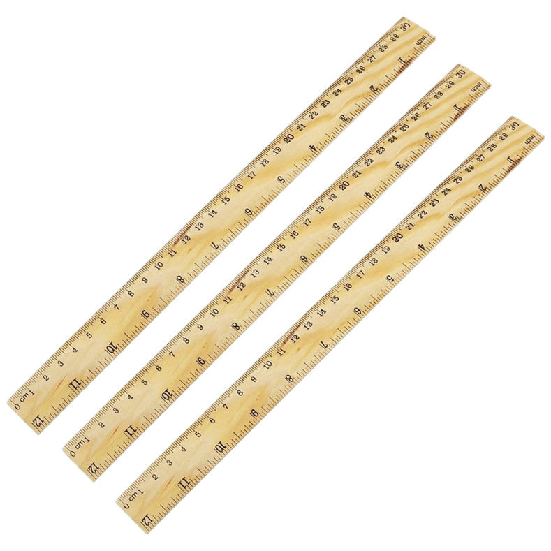 12-Inch Straight Edge Wooden Ruler for Kids, Back to School Measuring Tool for Students