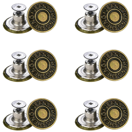 20mm Replacement Jean Buttons With Metal Tack Rivet Caps for Denim Repair, Pack of 12 Set