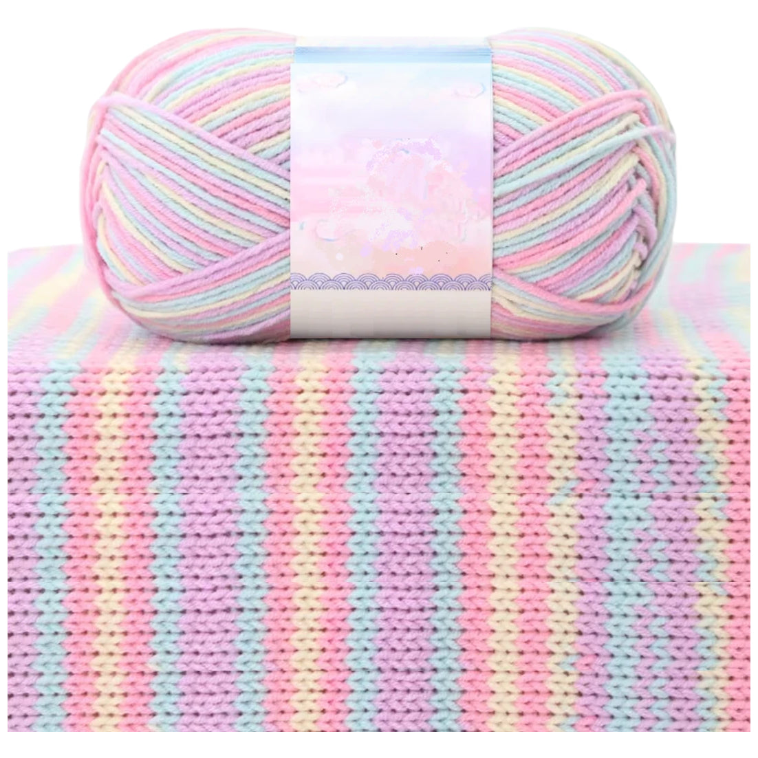 1.5mm Multicolored Fancy Yarn for Knitting & Crocheting Sweaters, Scarves & DIY Crafts, 50 Grams/1.76oz 175 yards