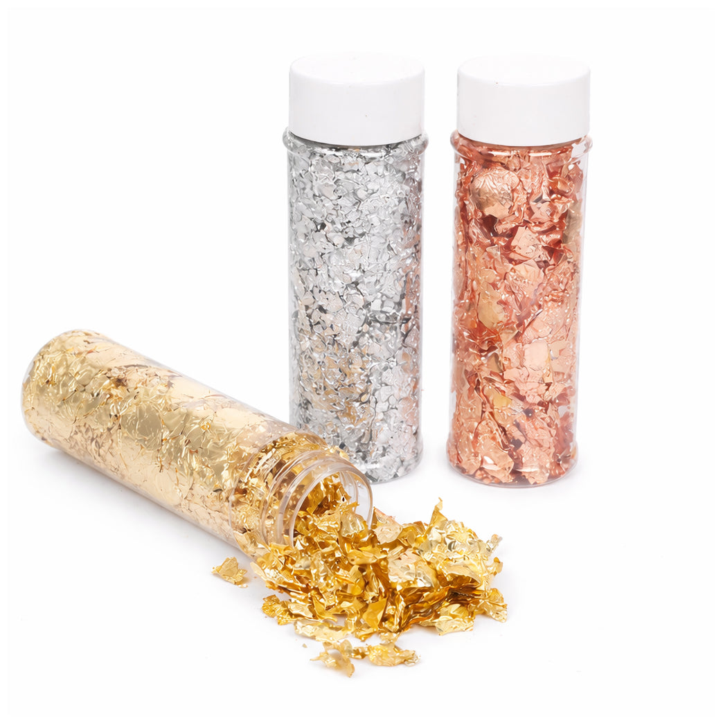 Metallic Foil Flakes with Tweezers for Resin Nail Art Painting Jewelry Making and DIY Crafts