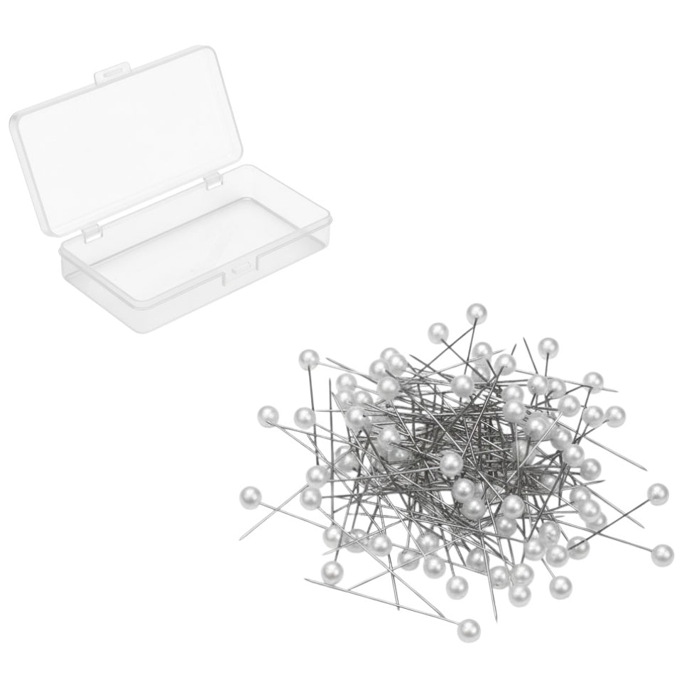Round Pearl Head Push Pins 1.5 Inch with Transparent Box for Sewing Crafts Knitting and Map Pins