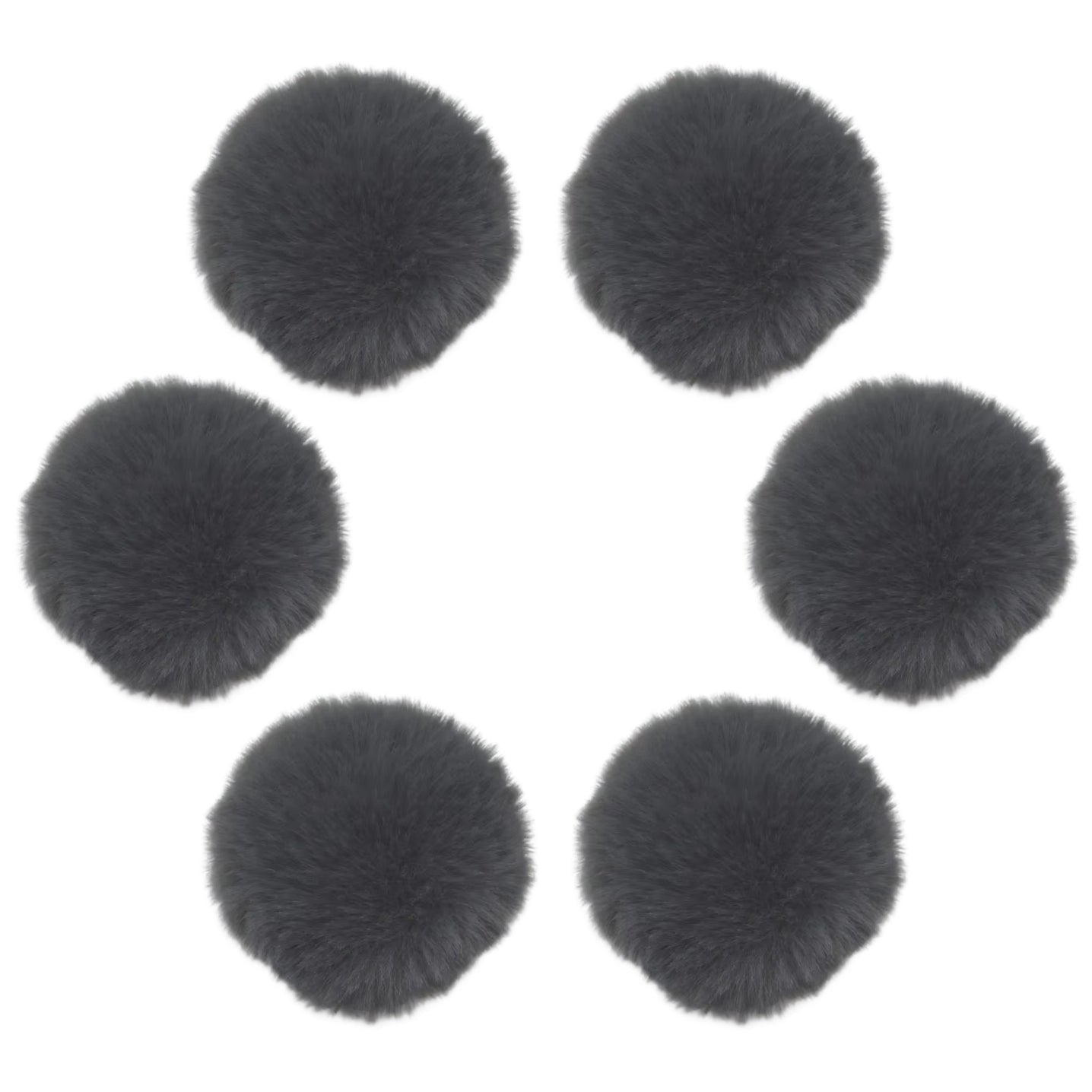 7.5cm Faux Rabbit Fur Ball for DIY Crafts, Keychains, and Decorations, 6-Pack
