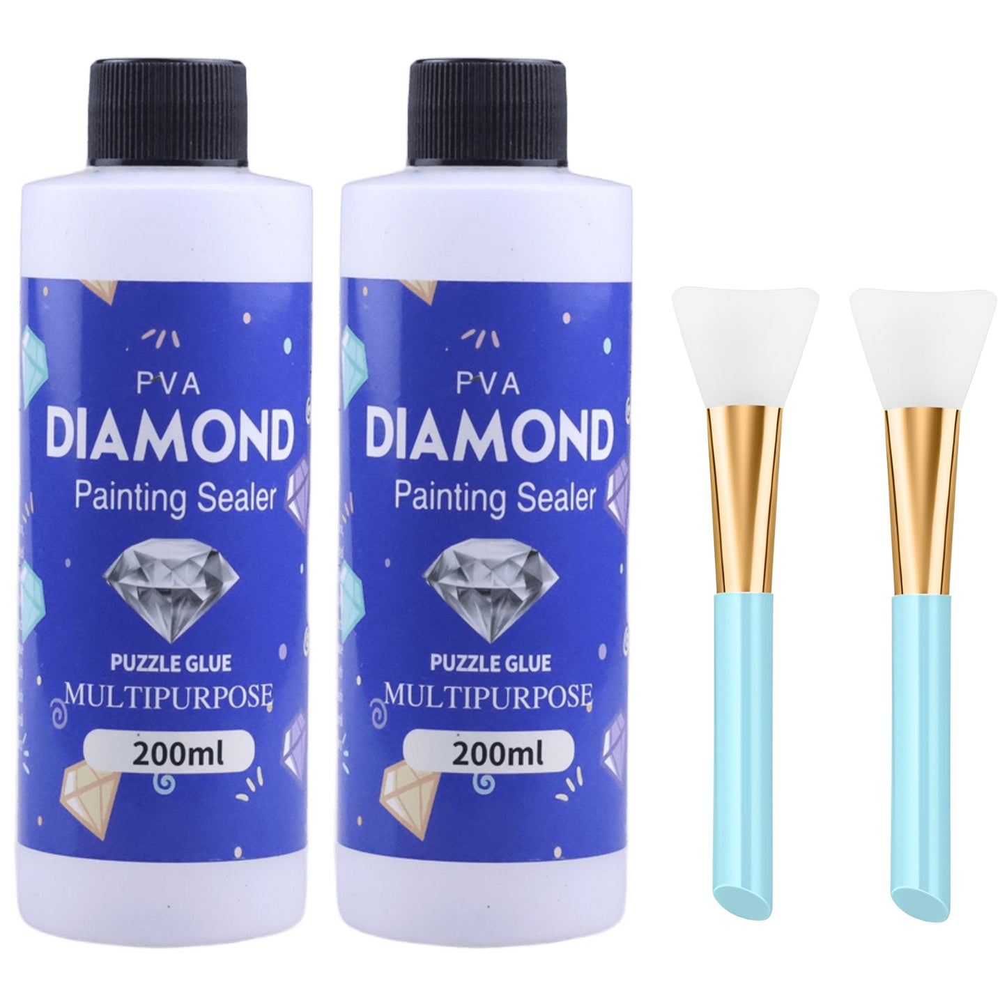 200ML Diamond Painting Sealer Glue with Silicone Brush for 5D Diamond Art and Jigsaw Puzzles