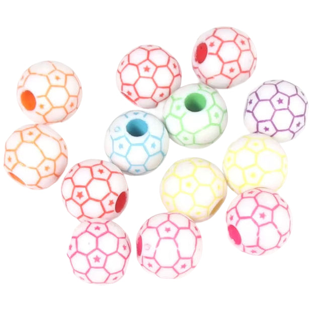 12mm Acrylic Baseball Beads for Sports Jewelry Making and Craft Decorations, Pack of 50