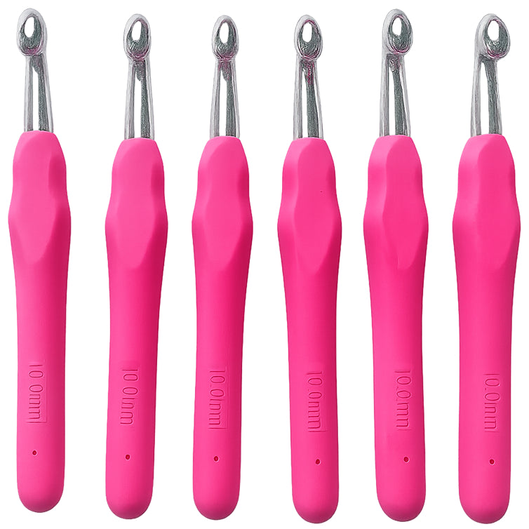 6pcs Aluminum Crochet Hooks with Soft Grip Ergonomic Handles for Knitting and DIY Yarn Crafts