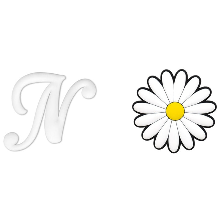 2pcs Letter and Flower Charms for Hand Bag, Decorative Alphabet Accessories Compatible with Rubber Tote