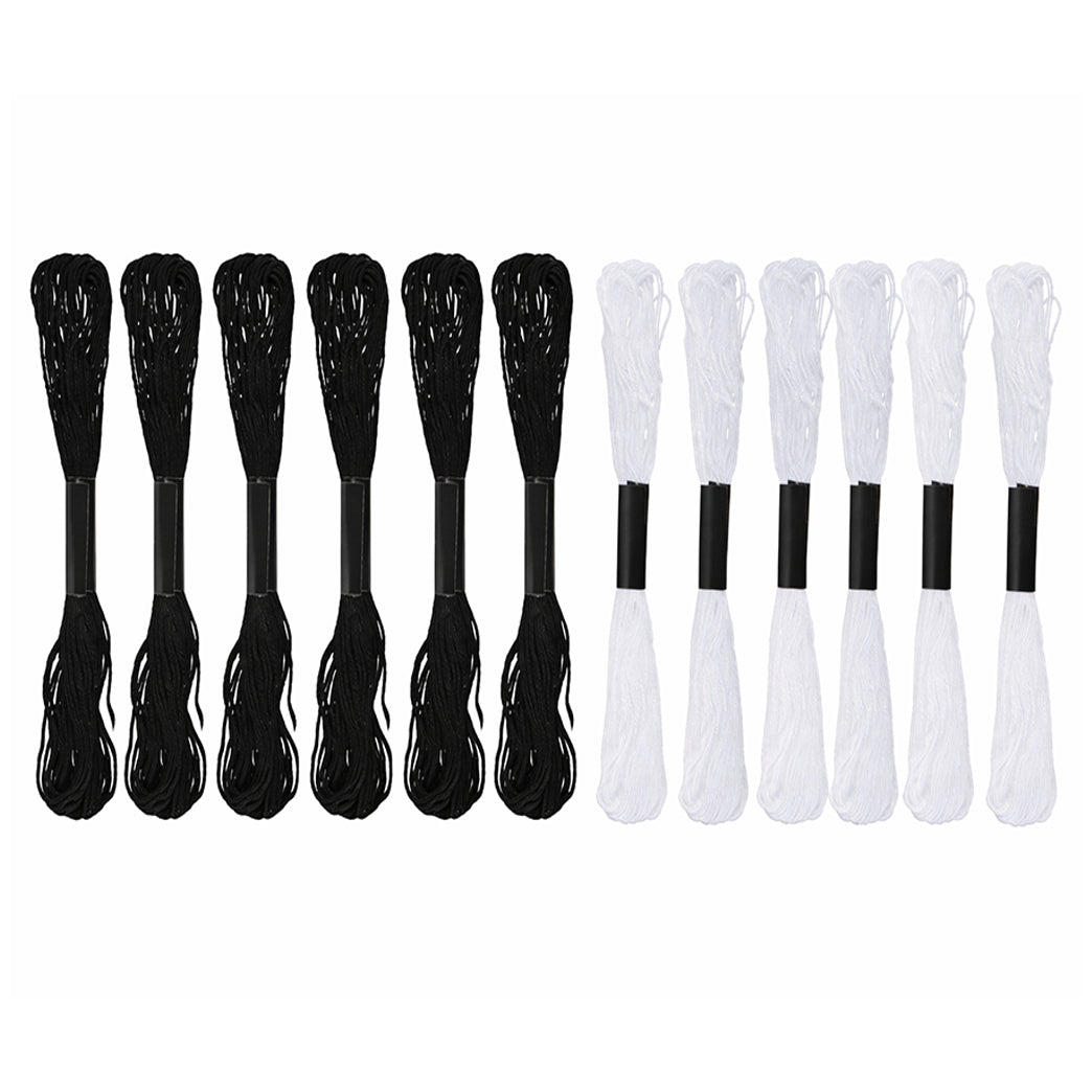 Premium Cotton Embroidery Floss Skeins for Cross Stitch Sewing and Bracelet Making, Pack of 12