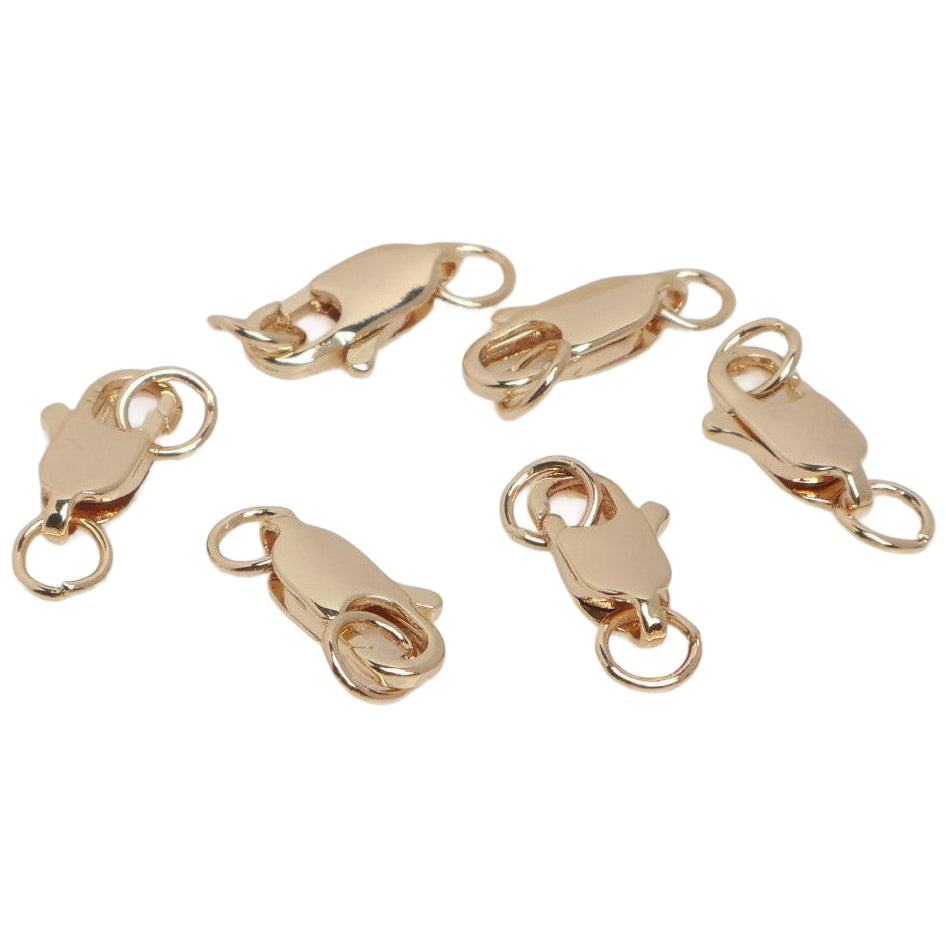 14K Gold Lobster Claw Clasps With Closed Jump Rings for Necklace Repairs and DIY Jewelry Making