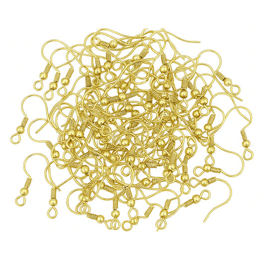 Hypoallergenic Silver Earring Hooks with Ball and Coil for DIY Jewelry Making, Pack of 120