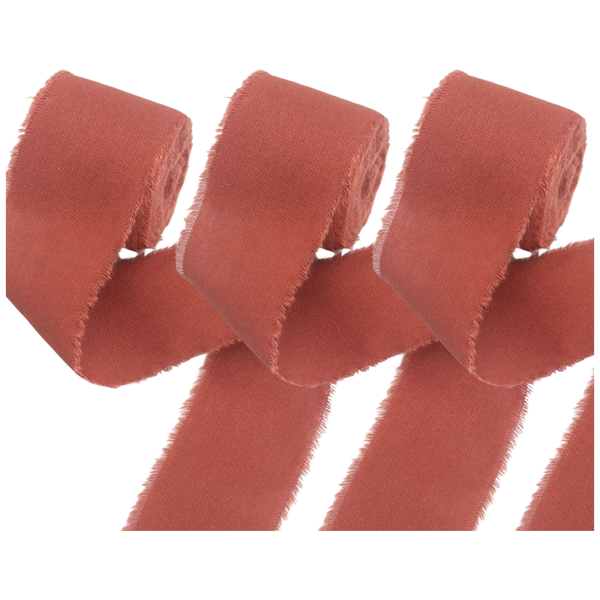 1.5 Inch Cotton Frayed Fabric Ribbon 15 Yards for Crafts and Wedding Decorations, Pack of 3