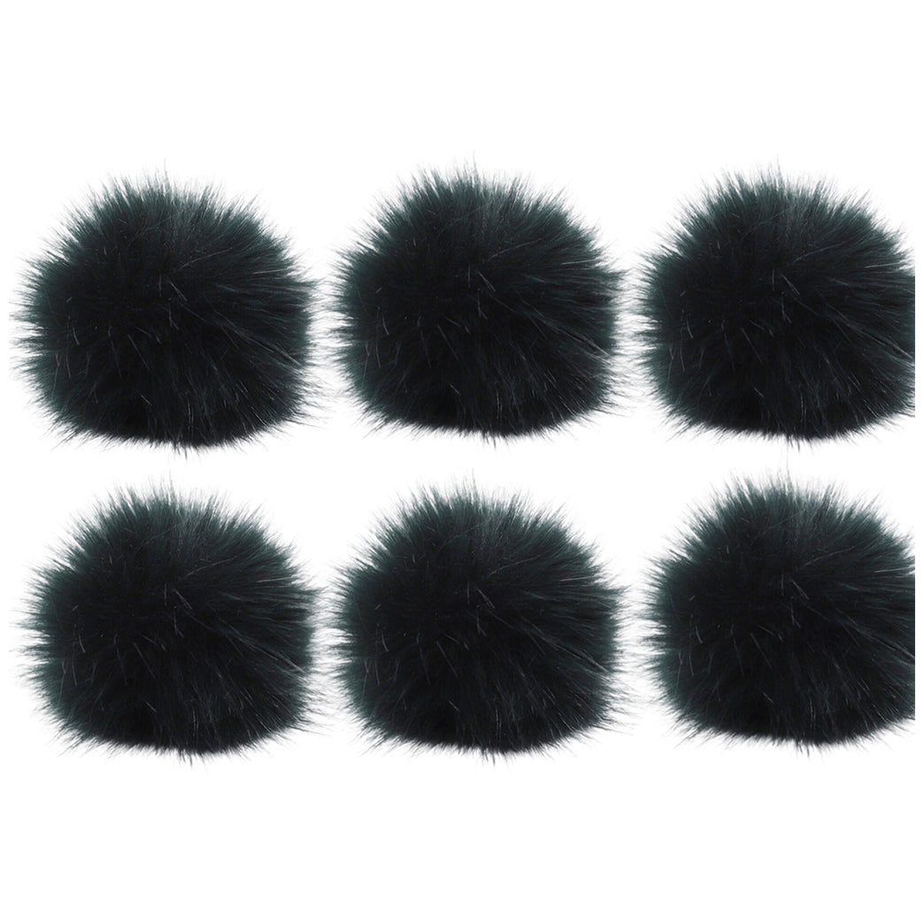Faux Fox Fur Pom Poms 10 cm Furry Balls with Elastic Loops for Hats and Crafts, Pack of 6